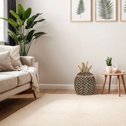 Panier Ananas Jonc De Mer Naturel Et Noir