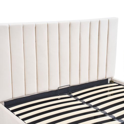 Lit Coffre Giulia Velours Beige 90x190 Cm