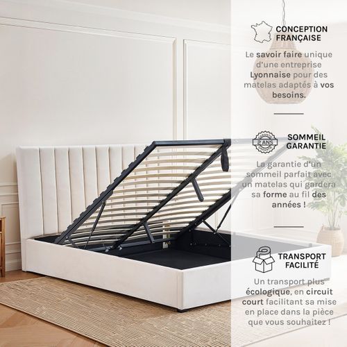 Lit Coffre Giulia Velours Beige 90x190 Cm