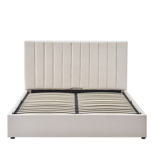 Lit Coffre Giulia Velours Beige 90x190 Cm