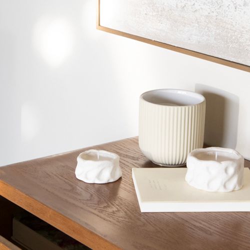 Bougie - Céramique Blanche - Aria - 8x3,5 Cm