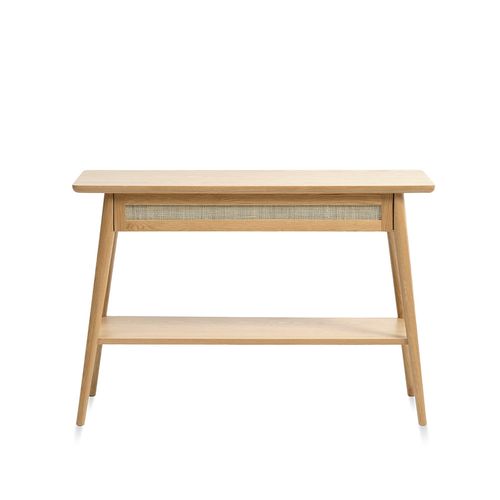 Console 2 Plateaux 1 Tiroir - Bois Et Rotin - Capri