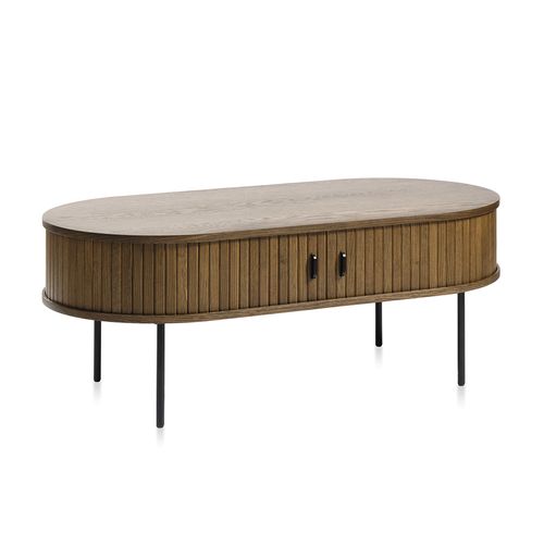 Table Basse 2 Portes 120 Cm - Bois Foncé - Alba