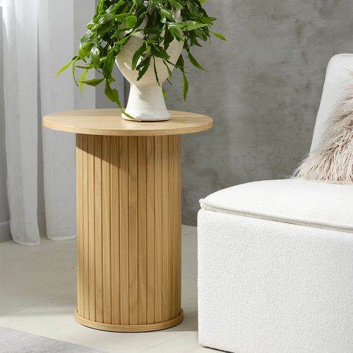 Table D'appoint Ronde Ø50 Cm - Bois Naturel - Alba