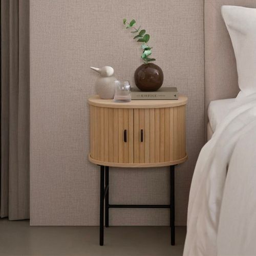 Table De Nuit 2 Portes - Bois Naturel - Alba