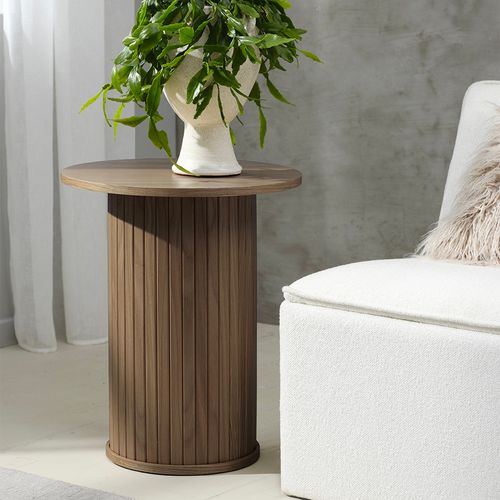 Table D'appoint Ronde Ø50 Cm - Bois Foncé - Alba