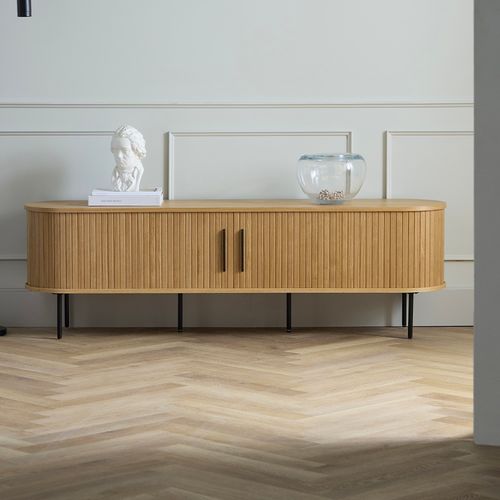 Meuble Bas 2 Portes 180 Cm - Bois Naturel - Alba