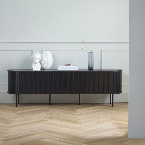 Meuble Bas 2 Portes 180 Cm - Bois Noir - Alba