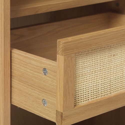 Meuble Vitrine 2 Portes 2 Tiroirs - Bois Et Rotin - Capri