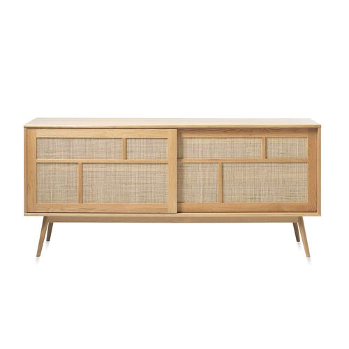 Buffet 2 Portes 180 Cm - Bois Et Rotin - Capri