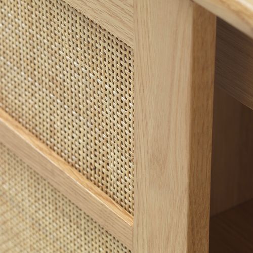 Buffet 2 Portes 180 Cm - Bois Et Rotin - Capri