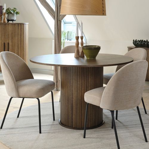 Table à Manger Ronde Ø120 Cm - Bois Foncé - Alba