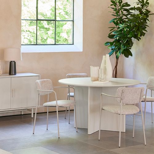 Table à Manger Ronde Ø110 Cm - Bois Strié - Mirano