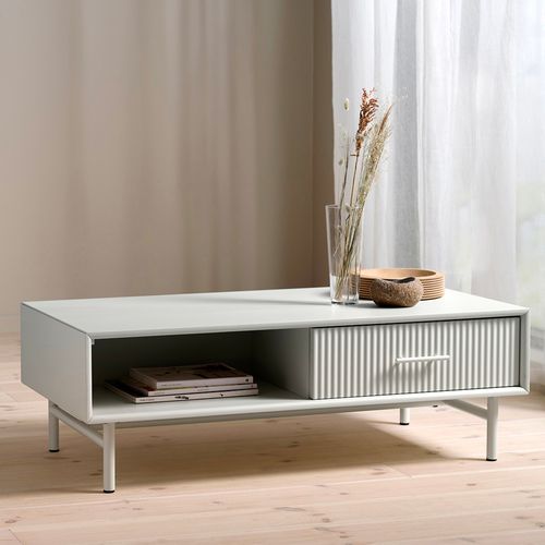 Table Basse 1 Tiroir 1 Niche 120 Cm - Bois Strié - Mirano