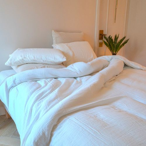 Housse De Couette Gaze De Coton Écrue 220x240 Cm