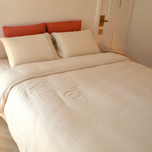 Housse De Couette Gaze De Coton Sable 240x260 Cm