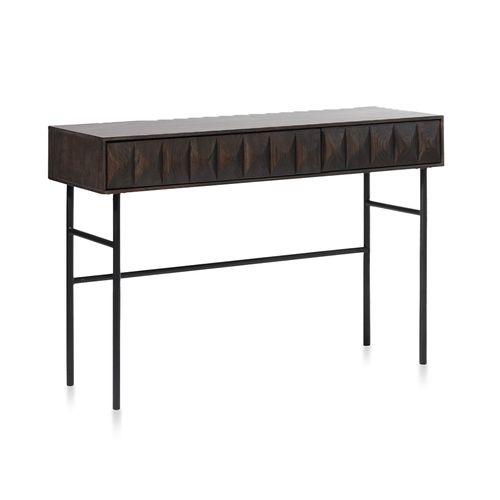 Console 1 Tiroir Bois Foncé 116x76x39 Cm