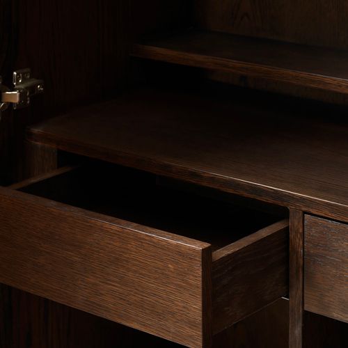 Buffet Haut 2 Portes 2 Tiroirs Bois Foncé 90x130x44,8 Cm