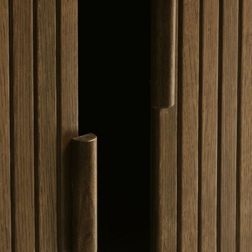 Buffet Haut 2 Portes Bois Naturel 90x113x40 Cm