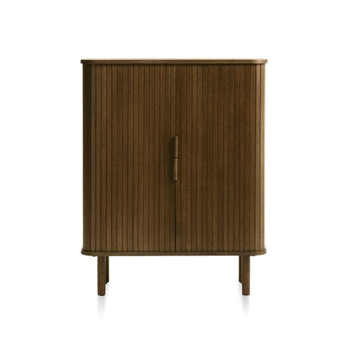 Buffet Haut 2 Portes Bois Naturel 90x113x40 Cm