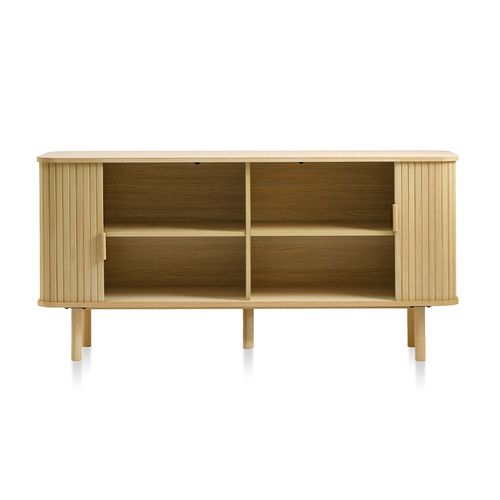Buffet 2 Portes 160 Cm Bois Naturel 160x76x45 Cm
