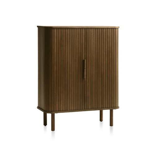 Buffet Haut 2 Portes Bois Foncé 90x113x40 Cm