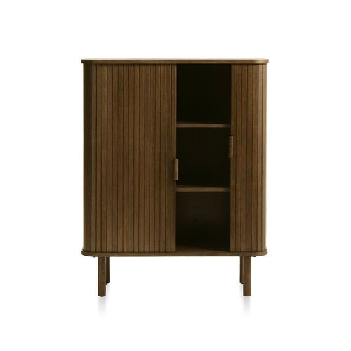 Buffet Haut 2 Portes Bois Foncé 90x113x40 Cm