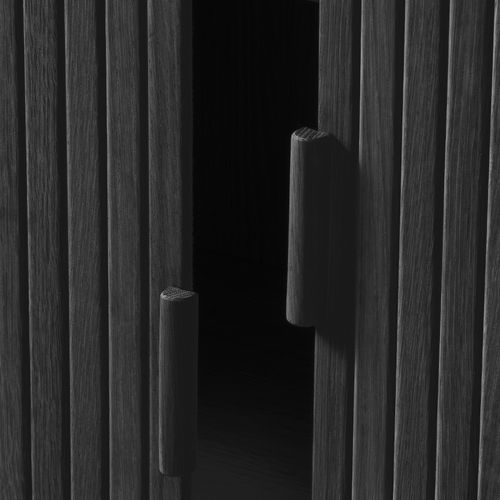 Buffet Haut 2 Portes Bois Noir 90x113x40 Cm