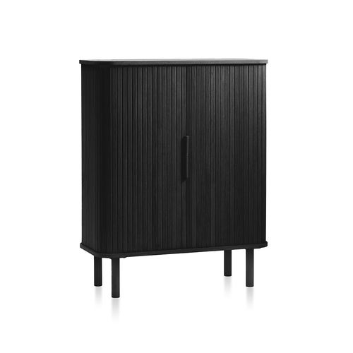 Buffet Haut 2 Portes Bois Noir 90x113x40 Cm
