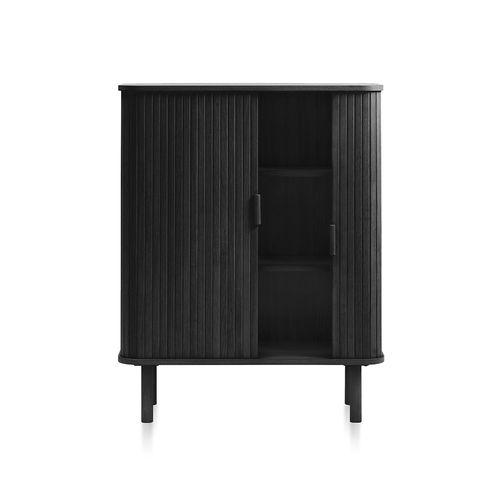 Buffet Haut 2 Portes Bois Noir 90x113x40 Cm