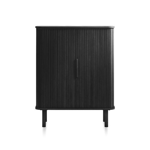 Buffet Haut 2 Portes Bois Noir 90x113x40 Cm