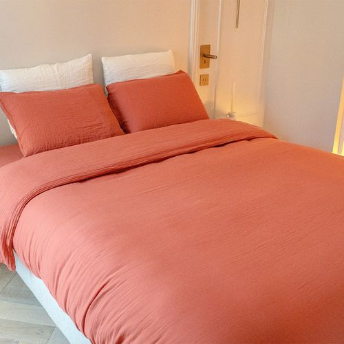 Housse De Couette Gaze De Coton Terracotta 200x200 Cm