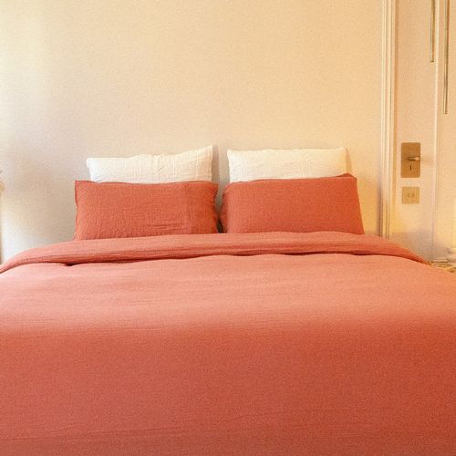 Housse De Couette Gaze De Coton Terracotta 220x240 Cm