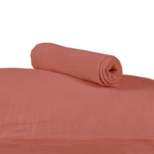 Lot 2 Taies D'oreiller Gaze De Coton Terracotta 50x70 Cm