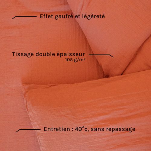Parure De Lit 180 Cm Gaze De Coton Teracotta