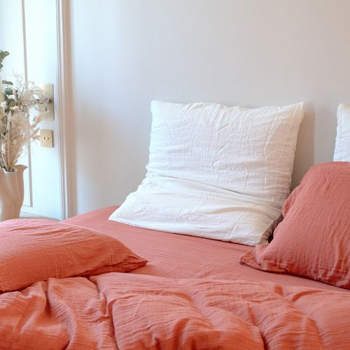 Parure De Lit 160 Cm Gaze De Coton Teracotta