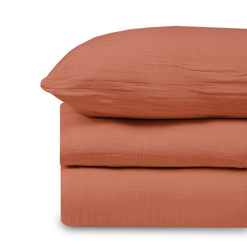 Parure De Lit 140 Cm Gaze De Coton Teracotta