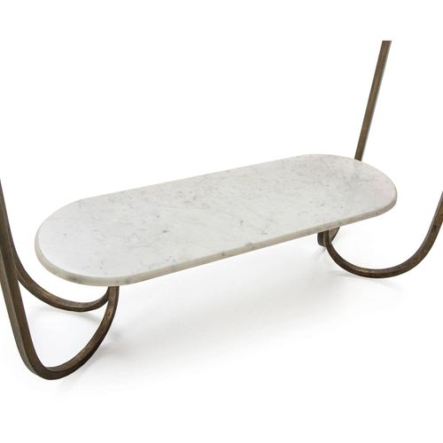 Console 122x39x76 Verre/marbre Blanc/métal Doré