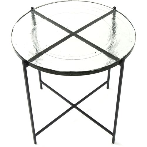 Table D’appoint 51x51x51 Verre Rustique/métal Noir