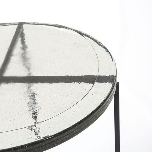Table D’appoint 46x46x46 Verre Rustique/métal Noir