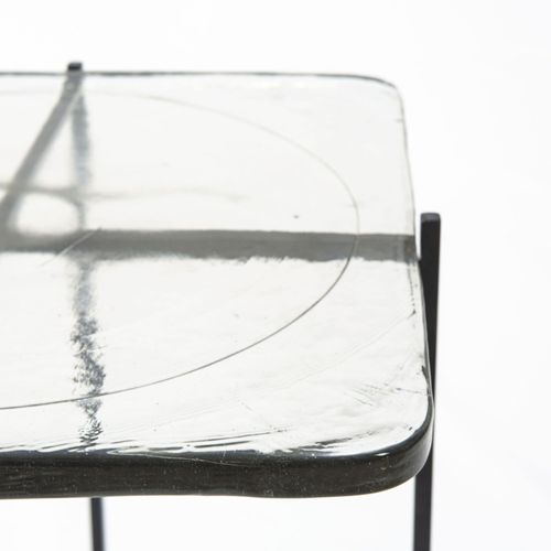 Table D’appoint 46x36x51 Verre Rustique/métal Noir