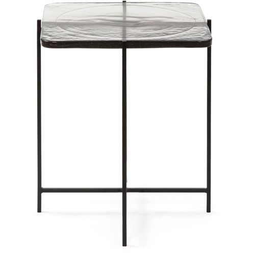 Table D’appoint 46x36x51 Verre Rustique/métal Noir