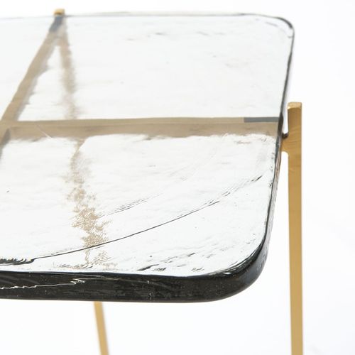 Table D’appoint 46x36x51 Verre Rustique/métal Doré