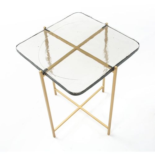 Table D’appoint 46x36x51 Verre Rustique/métal Doré