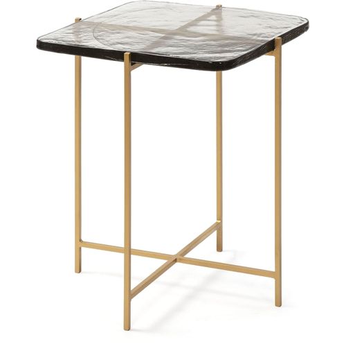 Table D’appoint 46x36x51 Verre Rustique/métal Doré