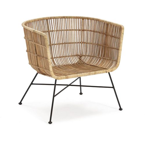 Fauteuil 70x64x70 Métal Noir/osier Naturel