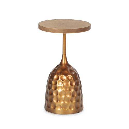 Table D’appoint 35x35x60 Bois Naturel/métal Doré