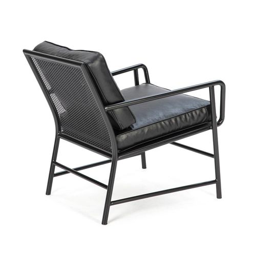 Fauteuil 63x95x79 Métal Gris Foncé/cuir Synthétique Noir
