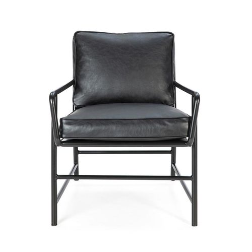 Fauteuil 63x95x79 Métal Gris Foncé/cuir Synthétique Noir