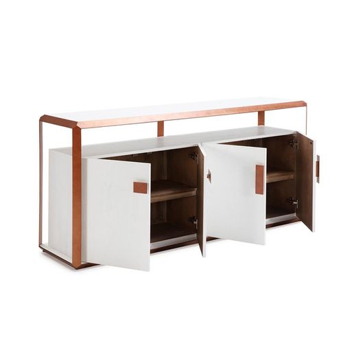 Buffet 180x48x85 Bois Blanc/métal Couleur Cuivre